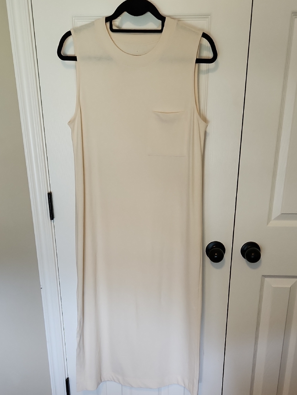 Everlane Cream Sleeveless Maxi Shift Dress